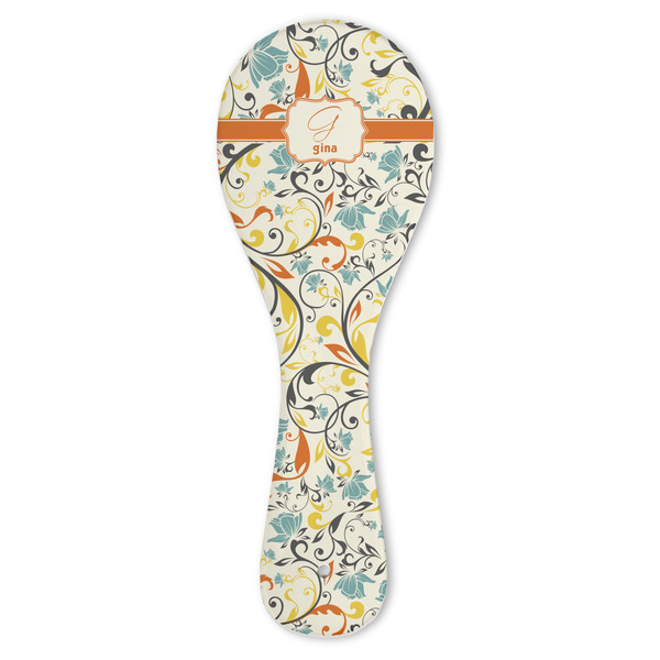Custom Swirly Floral Ceramic Spoon Rest (Personalized)
