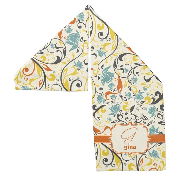 Swirly Floral Sports Towel Folded - Both Sides Showing