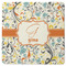 Swirly Floral Square Rubber Backed Coaster (Personalized)