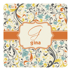 Swirly Floral Square Decal (Personalized)