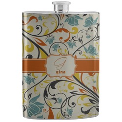 Swirly Floral Stainless Steel Flask (Personalized)