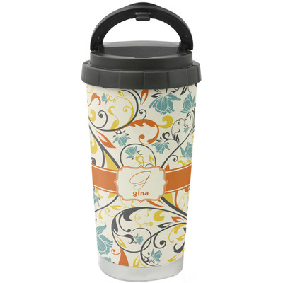 Swirly Floral Stainless Steel Coffee Tumbler (Personalized)