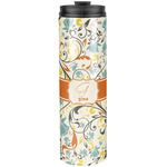 Swirly Floral Stainless Steel Skinny Tumbler - 20 oz (Personalized)