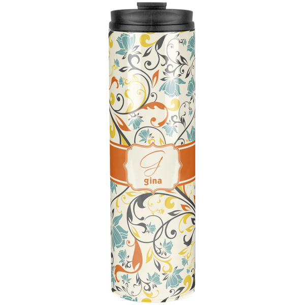 Custom Swirly Floral Stainless Steel Skinny Tumbler - 20 oz (Personalized)