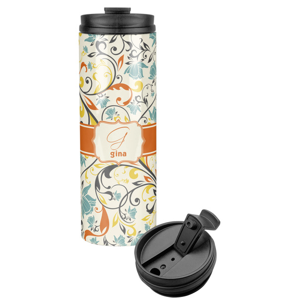 Custom Swirly Floral Stainless Steel Skinny Tumbler (Personalized)