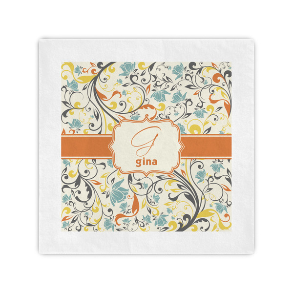 Custom Swirly Floral Cocktail Napkins (Personalized)