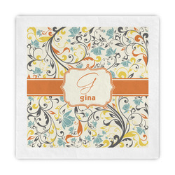 Swirly Floral Standard Decorative Napkins (Personalized)