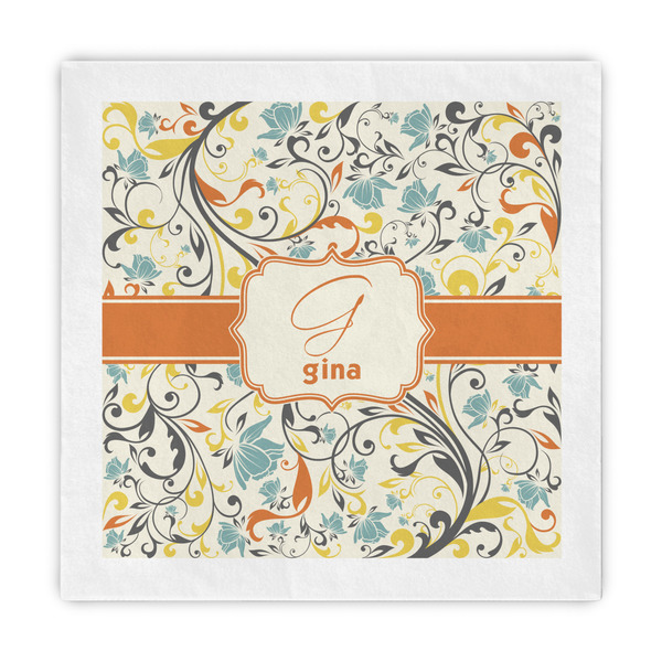 Custom Swirly Floral Decorative Paper Napkins (Personalized)