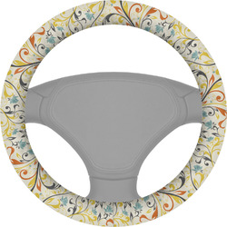 Swirly Floral Steering Wheel Cover (Personalized)