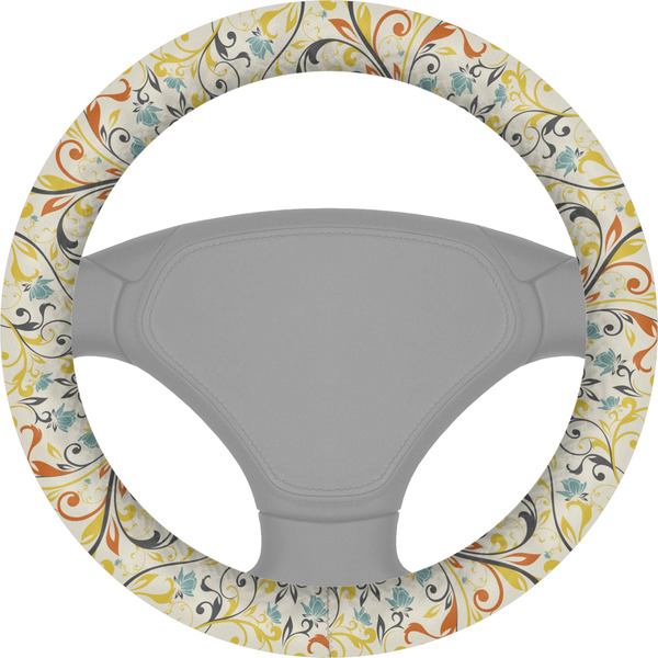 Custom Swirly Floral Steering Wheel Cover