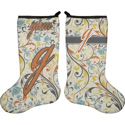Swirly Floral Holiday Stocking - Double-Sided - Neoprene (Personalized)