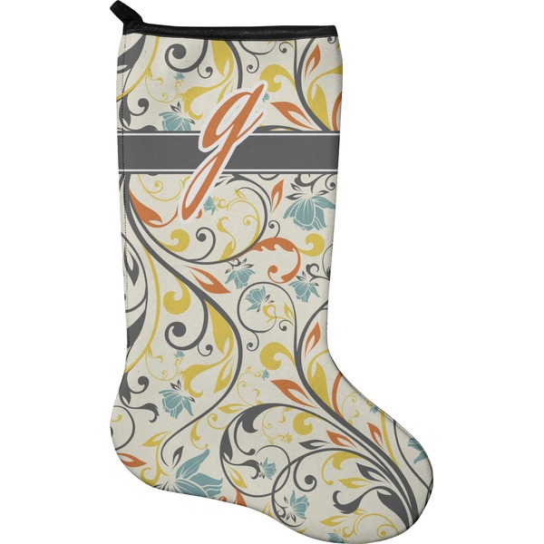 Custom Swirly Floral Holiday Stocking - Single-Sided - Neoprene (Personalized)