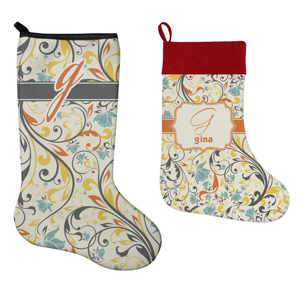 Swirly Floral Stockings - Side by Side compare