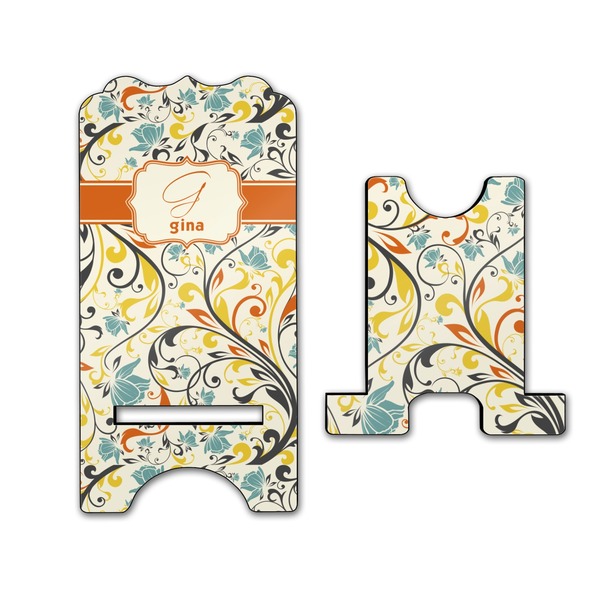 Swirly Floral Stylized Phone Stand - Front & Back - Large
