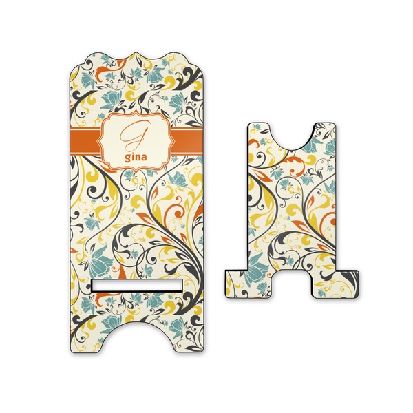 Swirly Floral Stylized Phone Stand - Front & Back - Small