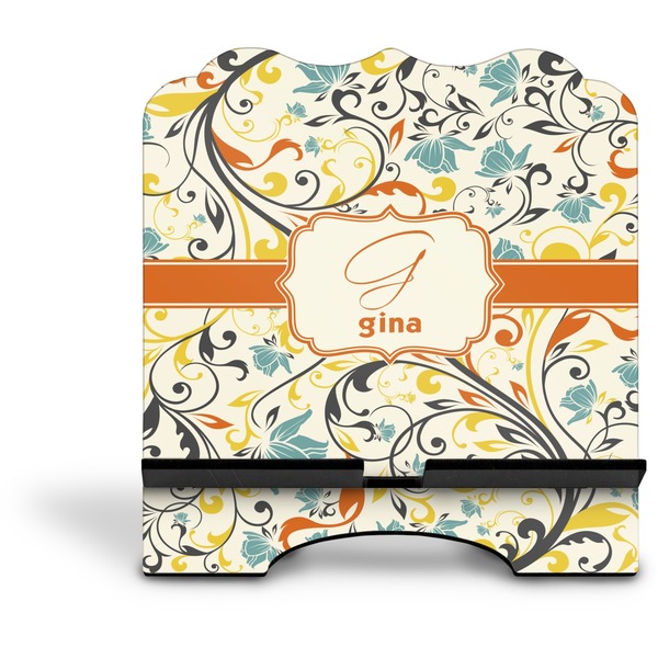 Swirly Floral Stylized Tablet Stand - Front without iPad