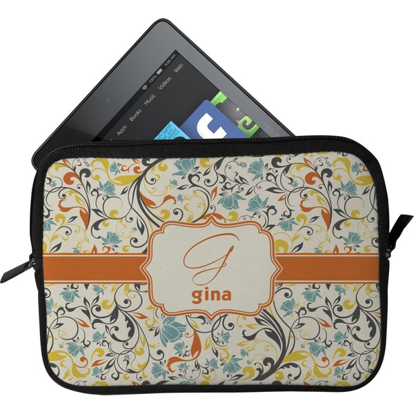 Custom Swirly Floral Tablet Case / Sleeve - Small (Personalized)