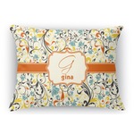 Swirly Floral Rectangular Throw Pillow Case (Personalized)