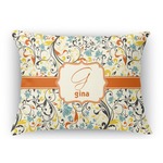 Swirly Floral Rectangular Throw Pillow Case (Personalized)