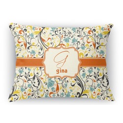 Swirly Floral Rectangular Throw Pillow Case - 12"x18" (Personalized)