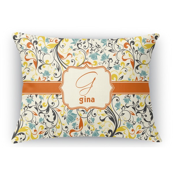 Custom Swirly Floral Rectangular Throw Pillow Case - 12"x18" (Personalized)