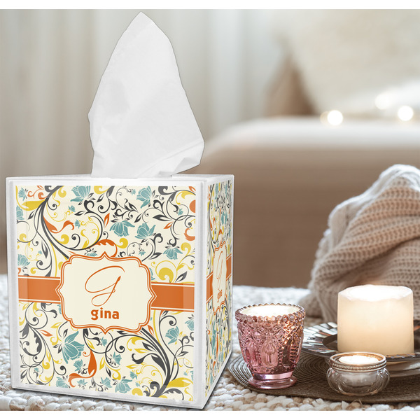 Swirly Floral Tissue Box - LIFESTYLE