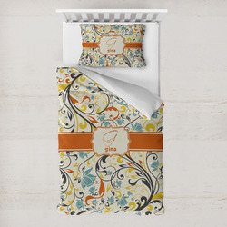 Swirly Floral Toddler Bedding w/ Name and Initial