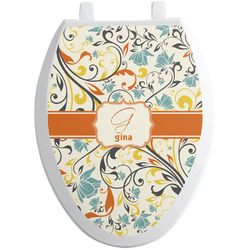 Swirly Floral Toilet Seat Decal - Elongated (Personalized)