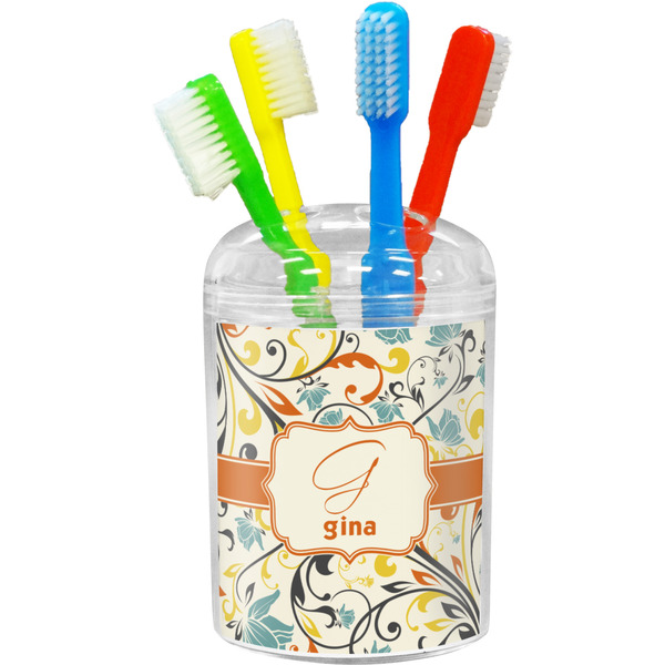 Custom Swirly Floral Toothbrush Holder (Personalized)