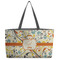 Swirly Floral Tote w/Black Handles - Front View
