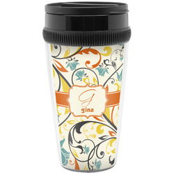 Swirly Floral Acrylic Travel Mug without Handle (Personalized)