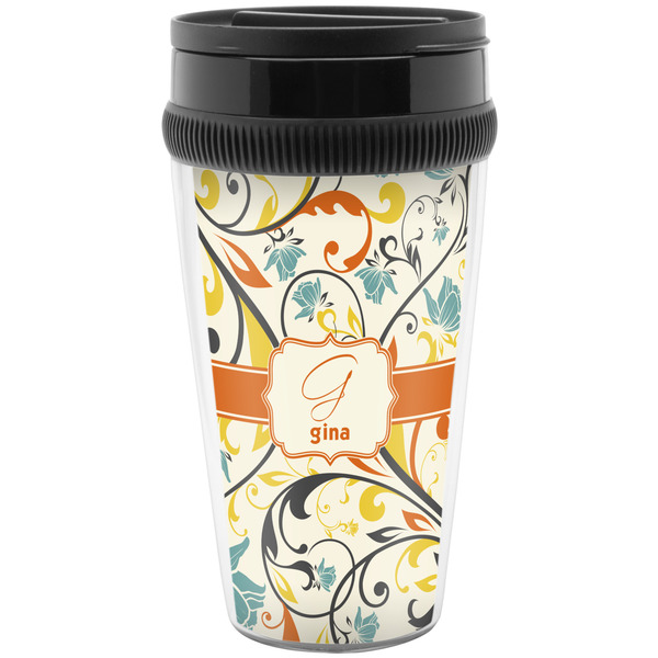 Custom Swirly Floral Acrylic Travel Mug without Handle (Personalized)