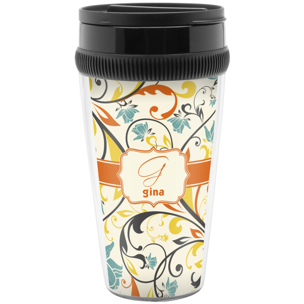 Custom Swirly Floral Acrylic Travel Mug without Handle (Personalized)