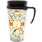 Swirly Floral Travel Mug with Black Handle - Front