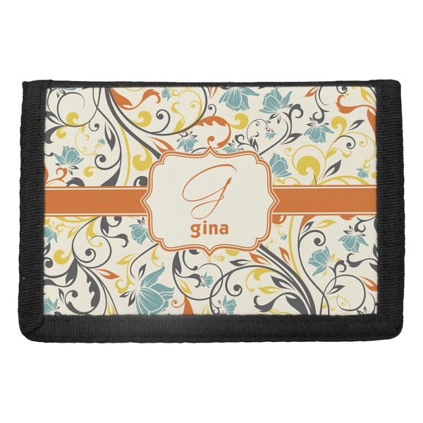 Custom Swirly Floral Trifold Wallet (Personalized)