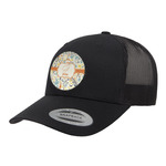 Swirly Floral Trucker Hat - Black (Personalized)