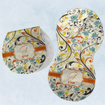 Swirly Floral Burp Pads - Velour - Set of 2 w/ Name and Initial