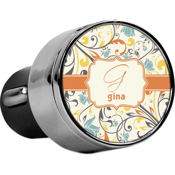 Custom Swirly Floral USB Car Charger (Personalized)
