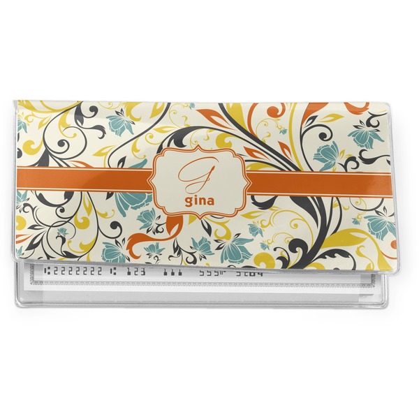Custom Swirly Floral Vinyl Checkbook Cover (Personalized)