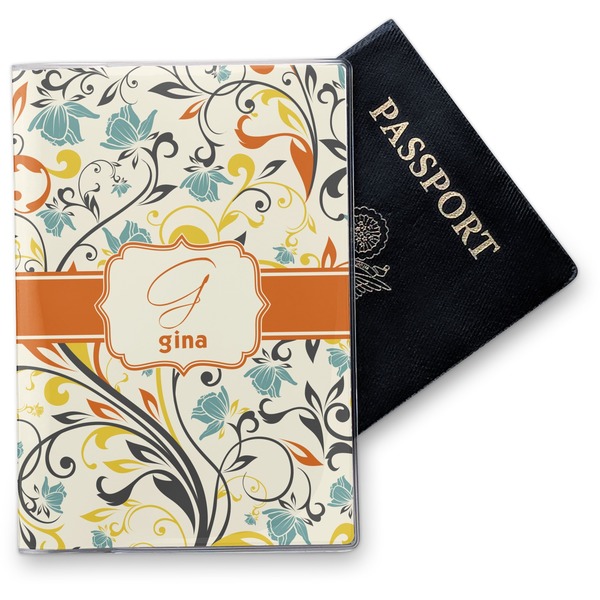 Custom Swirly Floral Vinyl Passport Holder (Personalized)