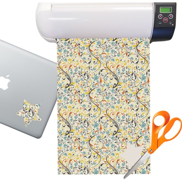 Custom Swirly Floral Sticker Vinyl Sheet (Permanent)