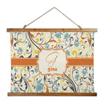 Swirly Floral Wall Hanging Tapestry - Wide (Personalized)