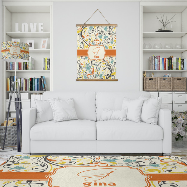 Swirly Floral Wall Hanging Tapestry - Portrait - IN CONTEXT