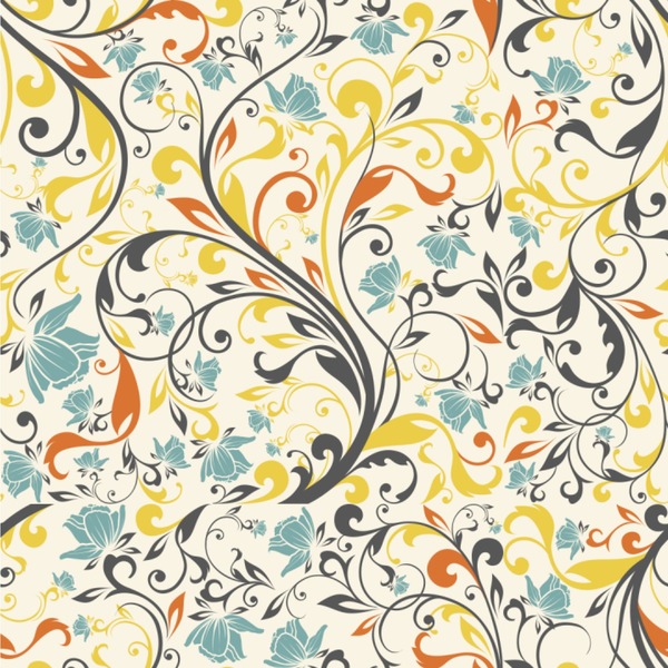 Custom Swirly Floral Wallpaper & Surface Covering (Water Activated 24"x 24" Sample)