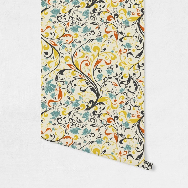 Swirly Floral Wallpaper on Wall