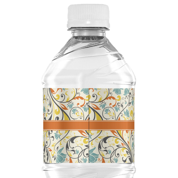 Swirly Floral Water Bottle Label - Back View