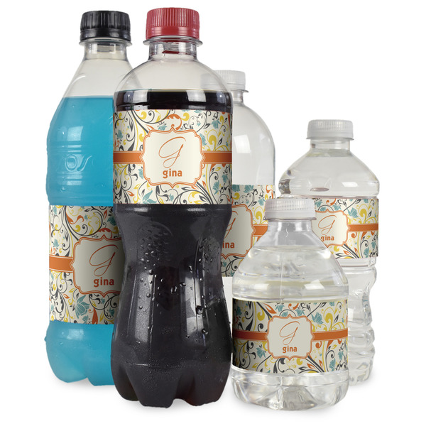 Swirly Floral Water Bottle Label - Multiple Bottle Sizes