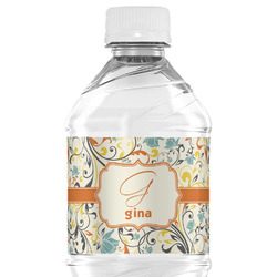 Swirly Floral Water Bottle Labels - Custom Sized (Personalized)