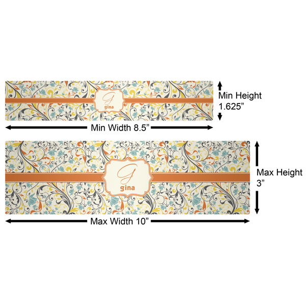 Swirly Floral Water Bottle Labels w/ Dimensions