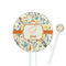 Swirly Floral 5.5" Round Plastic Stir Sticks - White - Single Sided (Personalized)